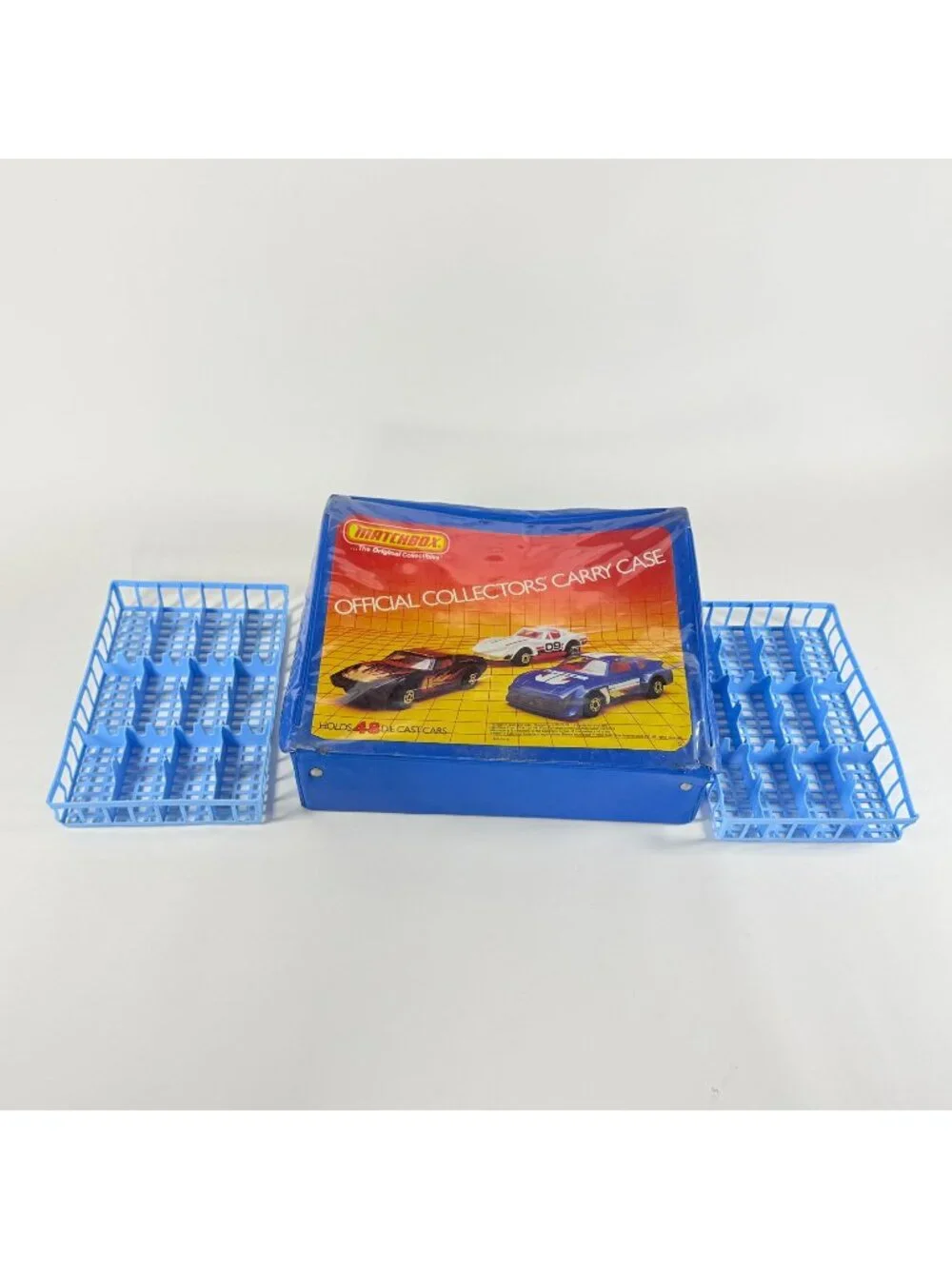 Vintage 1983 Empty Matchbox Official Collectors Car Carrier Case Blue w/2 Trays